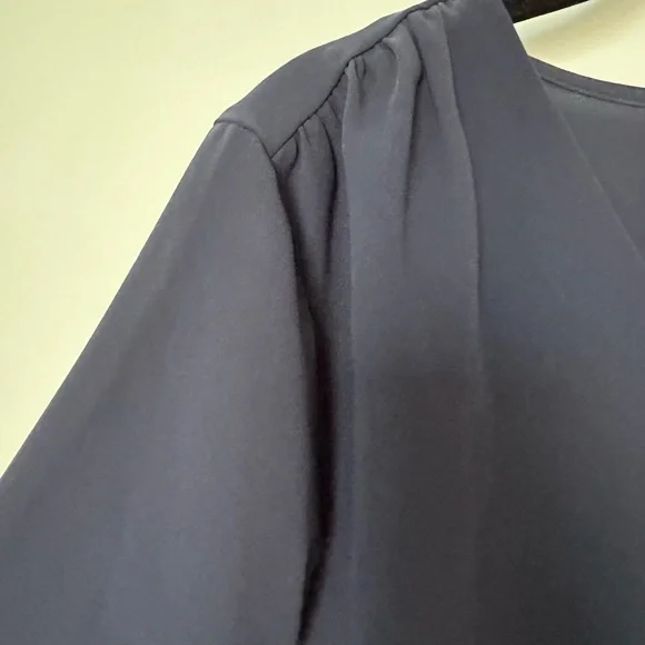 Worthington Navy V-Neck Blouse with Tie Sleeves - Picture 3 of 5